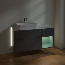 Тумба под раковину Villeroy & Boch Finion 120х50,1 см с подсветкой МДФ антрацит матовый лак/стекло белое матовое G151GMGK