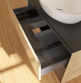 Тумба под раковину Villeroy & Boch Finion 100х50,1 см с подсветкой МДФ шпон дуба/стекло черное матовое FA22GNPC