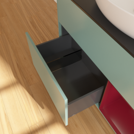 Тумба под раковину Villeroy & Boch Finion 100х50,1 см с подсветкой МДФ оливковый матовый лак/стекло черное матовое FA22HBGM