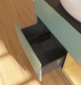 Тумба під раковину Villeroy & Boch Finion 100х50,1 см із підсвічуванням МДФ оливковий матовий лак/скло чорне матове FA22HFGM