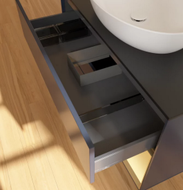 Тумба под раковину Villeroy & Boch Finion 100х50,1 см с подсветкой МДФ темно-синий матовый лак/стекло черное матовое FA22HFHG