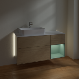 Тумба под раковину Villeroy & Boch Finion 120х50,1 см с подсветкой МДФ шпон дуба/стекло белое матовое  G151GMPC