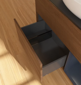 Тумба под раковину Villeroy & Boch Finion 100х50,1 см с подсветкой МДФ шпон грецкого ореха/стекло черное матовое FA22HGGN