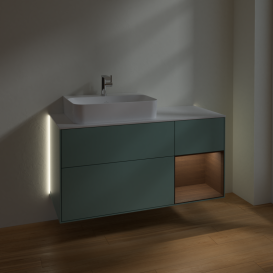 Тумба под раковину Villeroy & Boch Finion 120х50,1 см с подсветкой МДФ оливковый матовый лак/стекло белое матовое G151GNGM