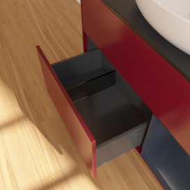 Тумба под раковину Villeroy & Boch Finion 100х50,1 см с подсветкой МДФ пион матовый лак/стекло черное матовое FA22HGHB