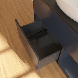 Тумба под раковину Villeroy & Boch Finion 100х50,1 см с подсветкой МДФ темно-синий матовый лак/стекло черное матовое FA22HGHG