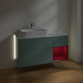 Тумба под раковину Villeroy & Boch Finion 120х50,1 см с подсветкой МДФ оливковый матовый лак/стекло белое матовое G151HBGM