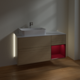 Тумба под раковину Villeroy & Boch Finion 120х50,1 см с подсветкой МДФ шпон дуба/стекло белое матовое G151HBPC