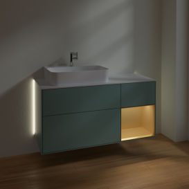 Тумба под раковину Villeroy & Boch Finion 120х50,1 см с подсветкой МДФ оливковый матовый лак/стекло белое матовое G151HFGM