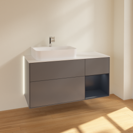 Тумба под раковину Villeroy & Boch Finion 120х50,1 см с подсветкой МДФ антрацит матовый лак/стекло белое матовое G151HGGK