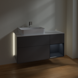 Тумба під раковину Villeroy & Boch Finion 120х50,1 см із підсвічуванням МДФ антрацит матовий лак/скло біле матове G151HGGK