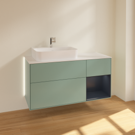 Тумба под раковину Villeroy & Boch Finion 120х50,1 см с подсветкой МДФ оливковый матовый лак/стекло белое матовое G151HGGM