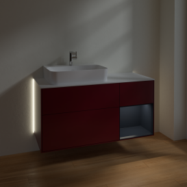 Тумба под раковину Villeroy & Boch Finion 120х50,1 см с подсветкой МДФ пион матовый лак/стекло белое матовое G151HGHB