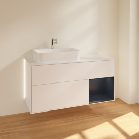 Тумба под раковину Villeroy & Boch Finion 120х50,1 см с подсветкой МДФ белый матовый лак/стекло белое матовое G151HGMT