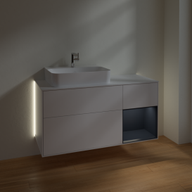 Тумба под раковину Villeroy & Boch Finion 120х50,1 см с подсветкой МДФ белый матовый лак/стекло белое матовое G151HGMT