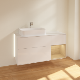 Тумба под раковину Villeroy & Boch Finion 120х50,1 см с подсветкой МДФ глянцевый белый лак/стекло белое матовое G151PCGF