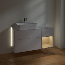 Тумба под раковину Villeroy & Boch Finion 120х50,1 см с подсветкой МДФ глянцевый белый лак/стекло белое матовое G151PCGF