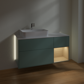 Тумба под раковину Villeroy & Boch Finion 120х50,1 см с подсветкой МДФ оливковый матовый лак/стекло белое матовое G151PCGM