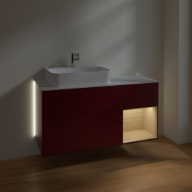 Тумба под раковину Villeroy & Boch Finion 120х50,1 см с подсветкой МДФ пион матовый лак/стекло белое матовое G151PCHB