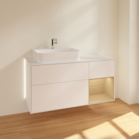 Тумба под раковину Villeroy & Boch Finion 120х50,1 см с подсветкой МДФ белый матовый лак/стекло белое матовое G151PCMT