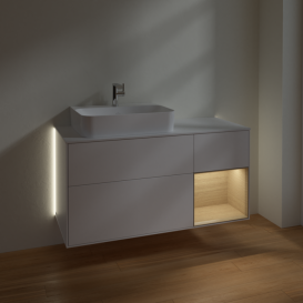 Тумба под раковину Villeroy & Boch Finion 120х50,1 см с подсветкой МДФ белый матовый лак/стекло белое матовое G151PCMT