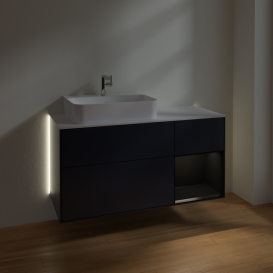 Тумба под раковину Villeroy & Boch Finion 120х50,1 см с подсветкой МДФ темно-синий матовый лак/стекло белое матовое G151PDHG