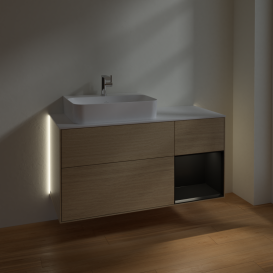 Тумба под раковину Villeroy & Boch Finion 120х50,1 см с подсветкой МДФ шпон дуба/стекло белое матовое G151PDPC