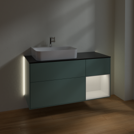 Тумба под раковину Villeroy & Boch Finion 120х50,1 см с подсветкой МДФ оливковый матовый лак/стекло черное матовое G152GFGM