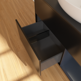 Тумба под раковину Villeroy & Boch Finion 100х50,1 см с подсветкой МДФ черный матовый лак/стекло черное матовое FA22HGPD