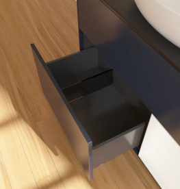 Тумба под раковину Villeroy & Boch Finion 100х50,1 см с подсветкой МДФ темно-синий матовый лак/стекло черное матовое FA22MTHG