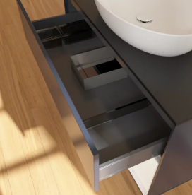 Тумба под раковину Villeroy & Boch Finion 100х50,1 см с подсветкой МДФ темно-синий матовый лак/стекло черное матовое FA22MTHG