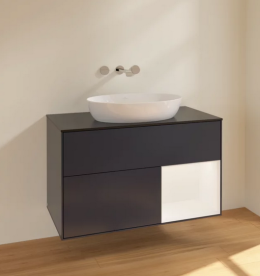 Тумба под раковину Villeroy & Boch Finion 100х50,1 см с подсветкой МДФ темно-синий матовый лак/стекло черное матовое FA22MTHG