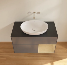 Тумба под раковину Villeroy & Boch Finion 100х50,1 см с подсветкой МДФ антрацит матовый лак/стекло черное матовое FA22PCGK