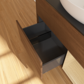 Тумба под раковину Villeroy & Boch Finion 100х50,1 см с подсветкой МДФ шпон грецкого ореха/стекло черное матовое FA22PCGN