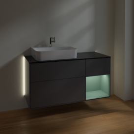 Тумба под раковину Villeroy & Boch Finion 120х50,1 см с подсветкой МДФ антрацит матовый лак/стекло черное матовое G152GMGK