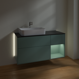 Тумба под раковину Villeroy & Boch Finion 120х50,1 см с подсветкой МДФ оливковый матовый лак/стекло черное матовое G152GMGM
