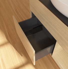 Тумба под раковину Villeroy & Boch Finion 100х50,1 см с подсветкой МДФ шпон дуба/стекло черное матовое FA22PCPC