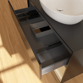 Тумба под раковину Villeroy & Boch Finion 100х50,1 см с подсветкой МДФ черный матовый лак/стекло черное матовое FA22PCPD