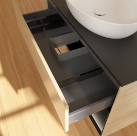 Тумба под раковину Villeroy & Boch Finion 100х50,1 см с подсветкой МДФ шпон дуба/стекло черное матовое FA22PDPC