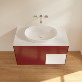 Тумба под раковину Villeroy & Boch Finion 100х50,1 см с подсветкой МДФ пион матовый лак/стекло белое матовое GA21GFHB