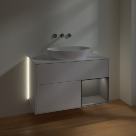 Тумба под раковину Villeroy & Boch Finion 100х50,1 см с подсветкой МДФ глянцевый белый лак/стекло белое матовое GA21GKGF