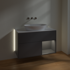 Тумба под раковину Villeroy & Boch Finion 100х50,1 см с подсветкой МДФ антрацит матовый лак/стекло белое матовое GA21GKGK