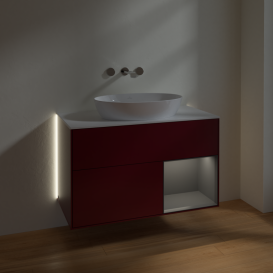 Тумба под раковину Villeroy & Boch Finion 100х50,1 см с подсветкой МДФ пион матовый лак/стекло белое матовое GA21GKHB