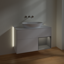 Тумба под раковину Villeroy & Boch Finion 100х50,1 см с подсветкой МДФ белый матовый лак/стекло белое матовое GA21GKMT