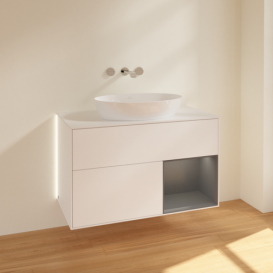 Тумба под раковину Villeroy & Boch Finion 100х50,1 см с подсветкой МДФ белый матовый лак/стекло белое матовое GA21GKMT