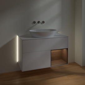 Тумба под раковину Villeroy & Boch Finion 100х50,1 см с подсветкой МДФ белый матовый лак/стекло белое матовое GA21GNMT