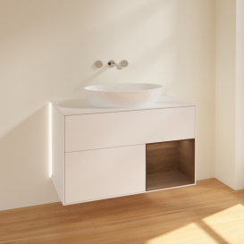 Тумба под раковину Villeroy & Boch Finion 100х50,1 см с подсветкой МДФ белый матовый лак/стекло белое матовое GA21GNMT