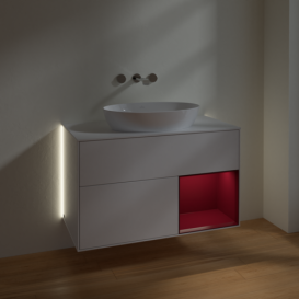 Тумба под раковину Villeroy & Boch Finion 100х50,1 см с подсветкой МДФ глянцевый белый лак/стекло белое матовое GA21HBGF