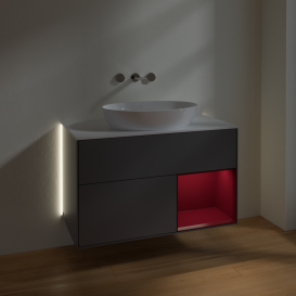 Тумба под раковину Villeroy & Boch Finion 100х50,1 см с подсветкой МДФ антрацит матовый лак/стекло белое матовое GA21HBGK