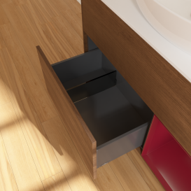 Тумба под раковину Villeroy & Boch Finion 100х50,1 см с подсветкой МДФ шпон грецкого ореха/стекло белое матовое GA21HBGN